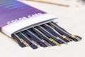 Set of different zipper variants in the textile industry Royalty Free Stock Photo
