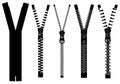 Set of different zippers