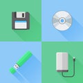 Set of digital data devices flat icons Royalty Free Stock Photo