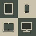 Set of digital devices on gray background Royalty Free Stock Photo