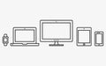Set of digital devices icons. Vector illustration of responsive web design. Mobile phone, tablet, laptop, desktop computer Royalty Free Stock Photo