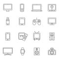 Set of digital devices and technology gadgets vector line icons Royalty Free Stock Photo