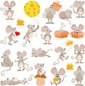 Set of digital elements with cute mouse Royalty Free Stock Photo