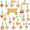 Set of digital elements with funny onion mascot