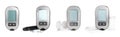 Set with digital glucometers, lancet pens and test strips on white background, banner design. Diabetes control Royalty Free Stock Photo