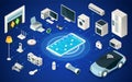 Set of digital home devices connected by wi-fi.IOT