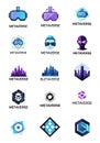 A set of digital icons representing the concept of the metaverse. Royalty Free Stock Photo