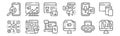 set of 12 digital marketing lineart icons. outline thin line icons such as keyword, digital campaign, blogging, podcast, online Royalty Free Stock Photo