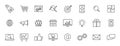 Set of 24 Digital Marketing web icons in line style. Social, networks, feedback, communication, marketing, ecommerce. Vector Royalty Free Stock Photo