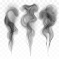 Set of digital realistic dark smoke illustration.