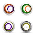 Set of digital techno spheres - web banners, buttons or icons with text. Glossy swirl color abstract circle design, hi Royalty Free Stock Photo