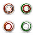 Set of digital techno spheres - web banners, buttons or icons with text. Glossy swirl color abstract circle design, hi