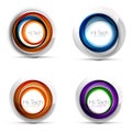 Set of digital techno spheres - web banners, buttons or icons with text. Glossy swirl color abstract circle design, hi