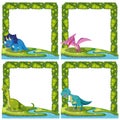 Set of dinosaur border Royalty Free Stock Photo