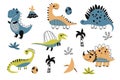 Set of dinosaur. Collection of cartoon dinosaurs. Vector illustration of prehistoric animals for children. Drawing for Royalty Free Stock Photo