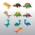 set of dinosaur icons. Vector illustration decorative background design