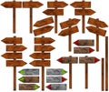 Set of Directional Wooden Signs with Pole Royalty Free Stock Photo