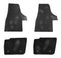 Set with dirty black car floor mats on white background, top view Royalty Free Stock Photo