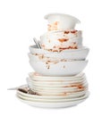 Set of dirty dishes isolated Royalty Free Stock Photo