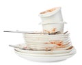 Set of dirty dishes isolated Royalty Free Stock Photo