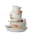 Set of dirty dishes isolated Royalty Free Stock Photo