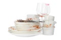 Set of dirty dishes on white Royalty Free Stock Photo