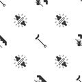 Set Disabled elevator, Walking stick cane and Joint pain, knee pain on seamless pattern. Vector
