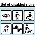 Set of disabled signs