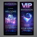 Set of disco background banners. All night dance cocktail poster