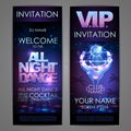 Set of disco background banners. All night dance cocktail poster