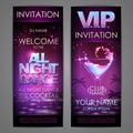 Set of disco background banners. All night dance cocktail poster
