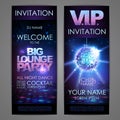 Set of disco background banners. Big lounge party poster