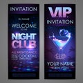 Set of disco background banners. Cocktail Night club poster Royalty Free Stock Photo