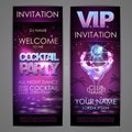 Set of disco background banners. Cocktail party poster