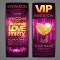 Set of disco background banners. Valentine love party