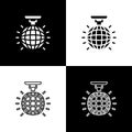 Set Disco ball icon isolated on black and white background. Vector Royalty Free Stock Photo