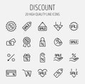 Set of discount icons in modern thin line style. Royalty Free Stock Photo