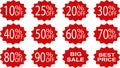 Set of discount labels. Vector discount tags collection with precent set