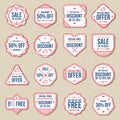 Set of discount sale free labels, banner and badges vector set Royalty Free Stock Photo