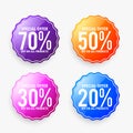 Set of discount sale labels in different colors Royalty Free Stock Photo