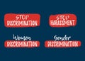 Set of Discrimination, Racism and Harassment label. Font