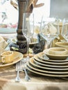 Set of dishes on table Royalty Free Stock Photo