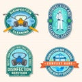 Set of disinfection and cleaning services patch, logo, emblem. Vector For professional disinfection and cleaning company