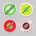 Set of disinfection stickers with coronovirus theme.