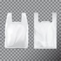 Set of Disposable T-Shirt Plastic Bag Package. Illustration Isolated Transparent Background. Vector Mock Up Template