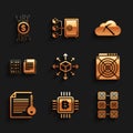 Set Distribution, CPU mining farm, Mining, ASIC Miner, Smart contract and icon. Vector Royalty Free Stock Photo