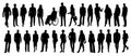 Set of diverse business people standing, walking. Royalty Free Stock Photo