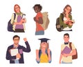 280_Set of diverse college or university students Royalty Free Stock Photo