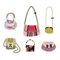 Set of diverse handbags