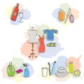 Set of Diverse Items Beauty/Cleaning/Clothes Icons